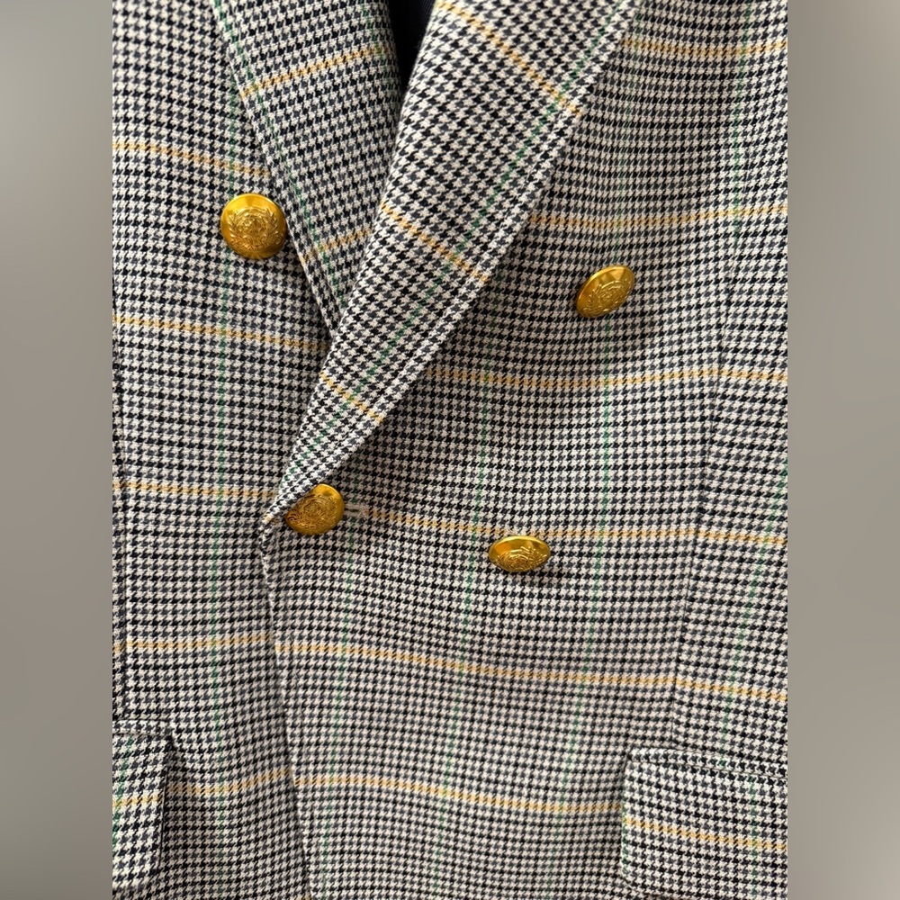ALC Sedgwick Green Yellow Plaid Gold Double Breasted Blazer Preppy Fall Tailored - Picture 5 of 16